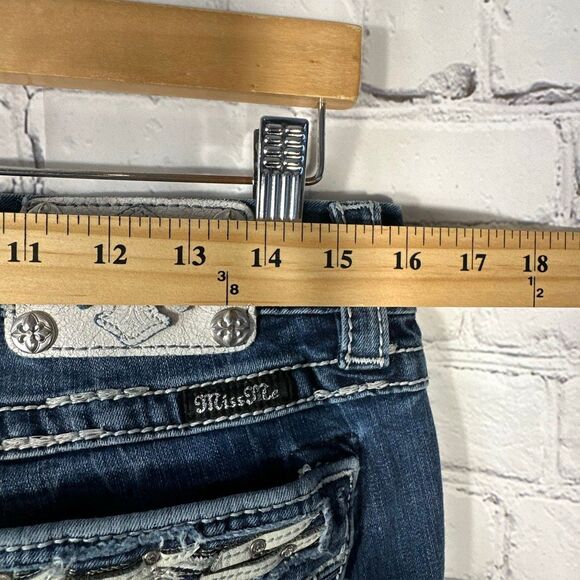 Miss Me Women’s Jeans size 30 Mid Rise Skinny Embellished Denim Pockets ME8545SR - Picture 5 of 12